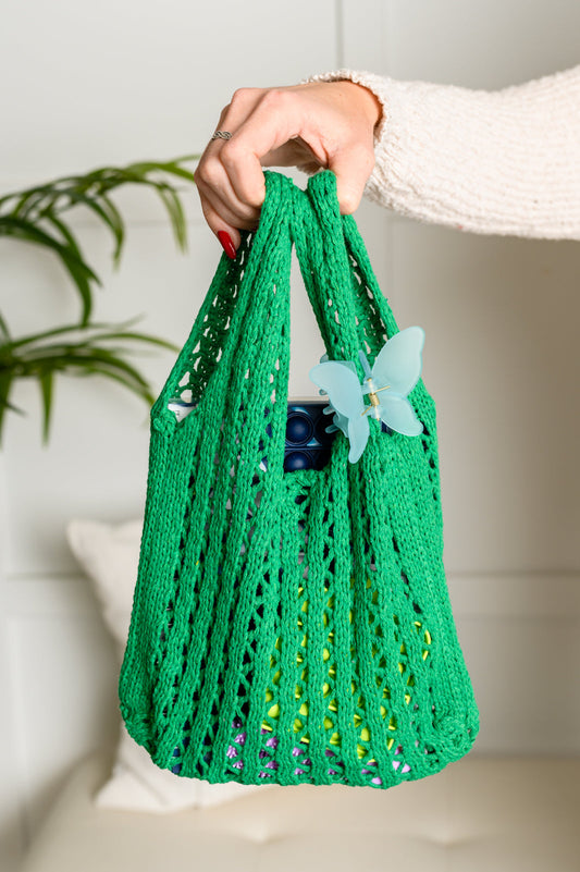 Girls Day Open Weave Bag in Green - Southern Divas Boutique