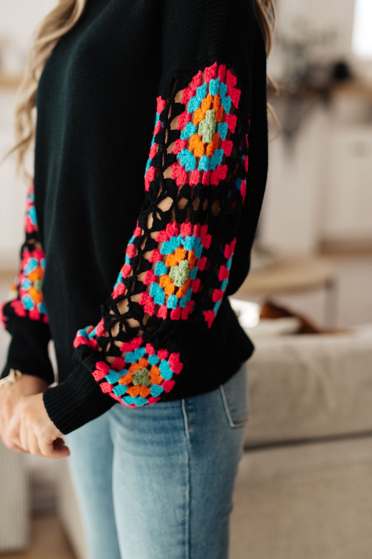 Granny Knows Best Crochet Accent Sweater - Southern Divas Boutique
