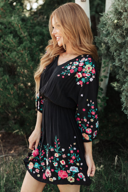 Happy To See You Floral Embroidered Dress - Southern Divas Boutique