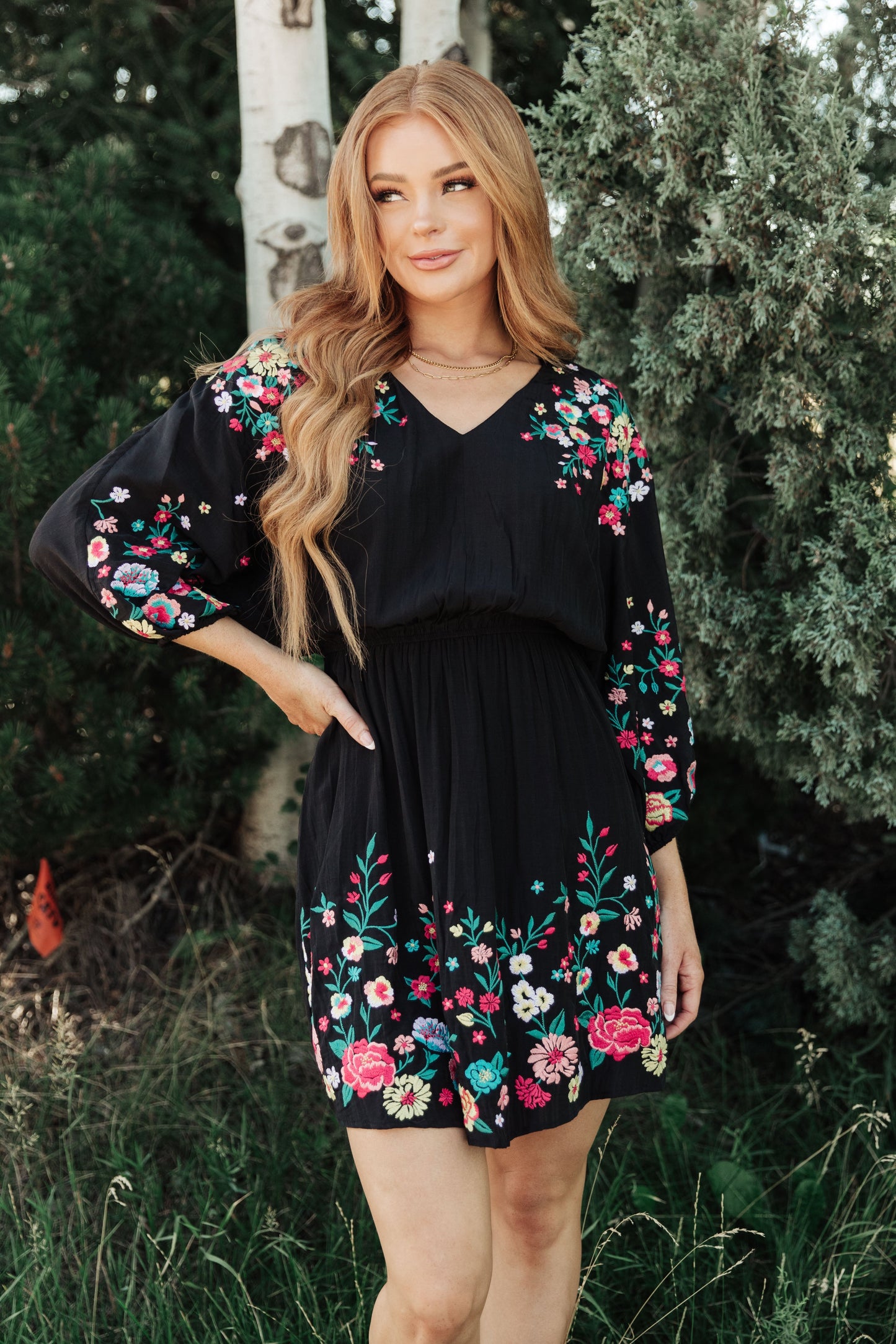 Happy To See You Floral Embroidered Dress - Southern Divas Boutique