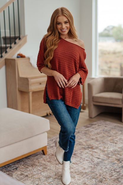 High Tide Oversize Top in Rust - Southern Divas Boutique