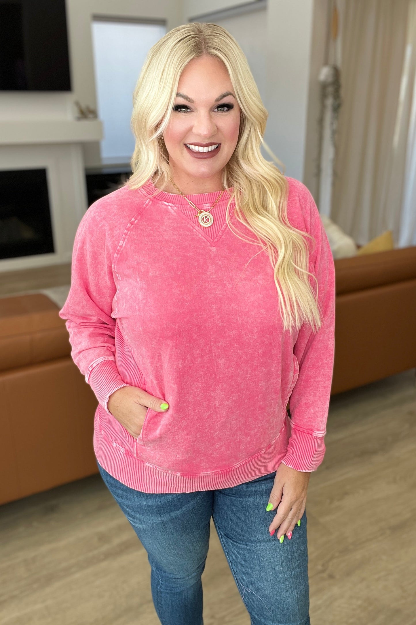 French Terry Pullover in Fuchsia - Southern Divas Boutique