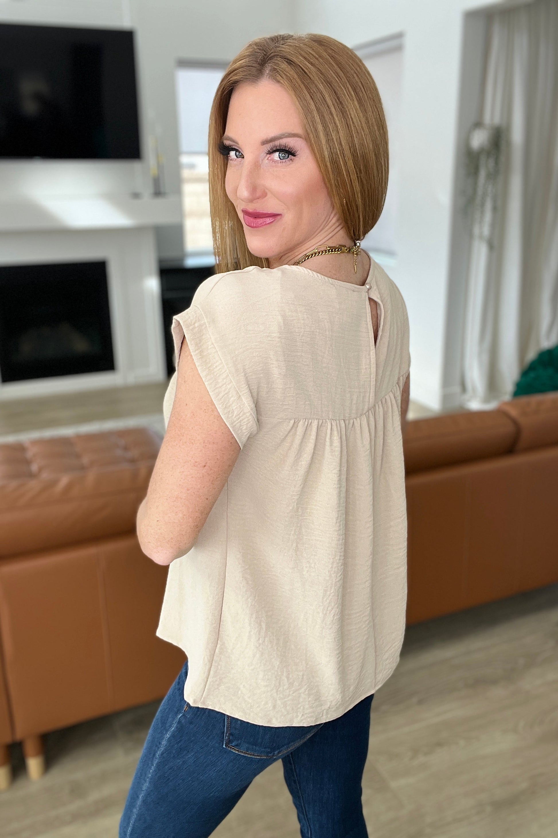 Airflow Babydoll Top in Taupe - Southern Divas Boutique