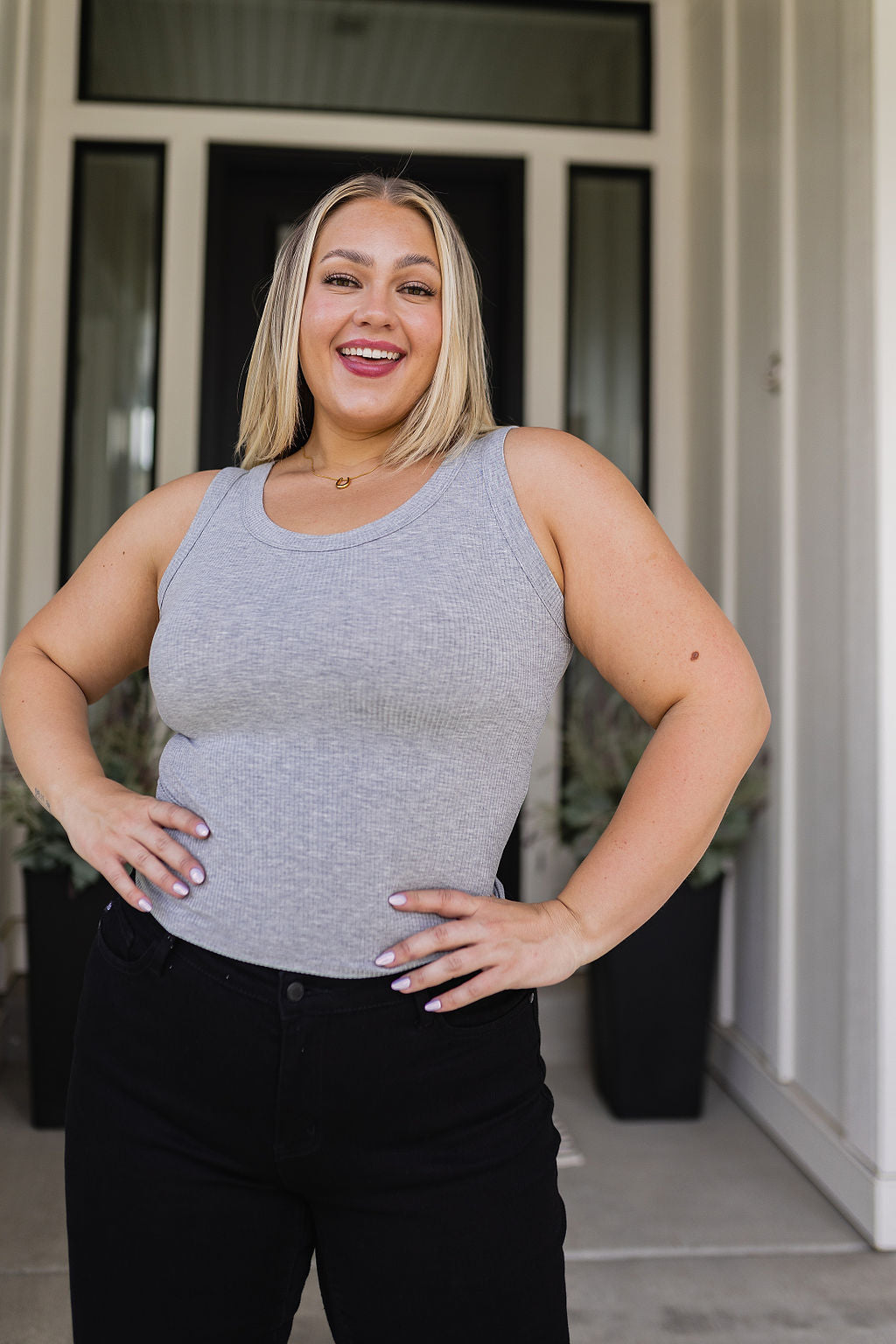 Just One More Ribbed Tank in Heather Grey - Southern Divas Boutique