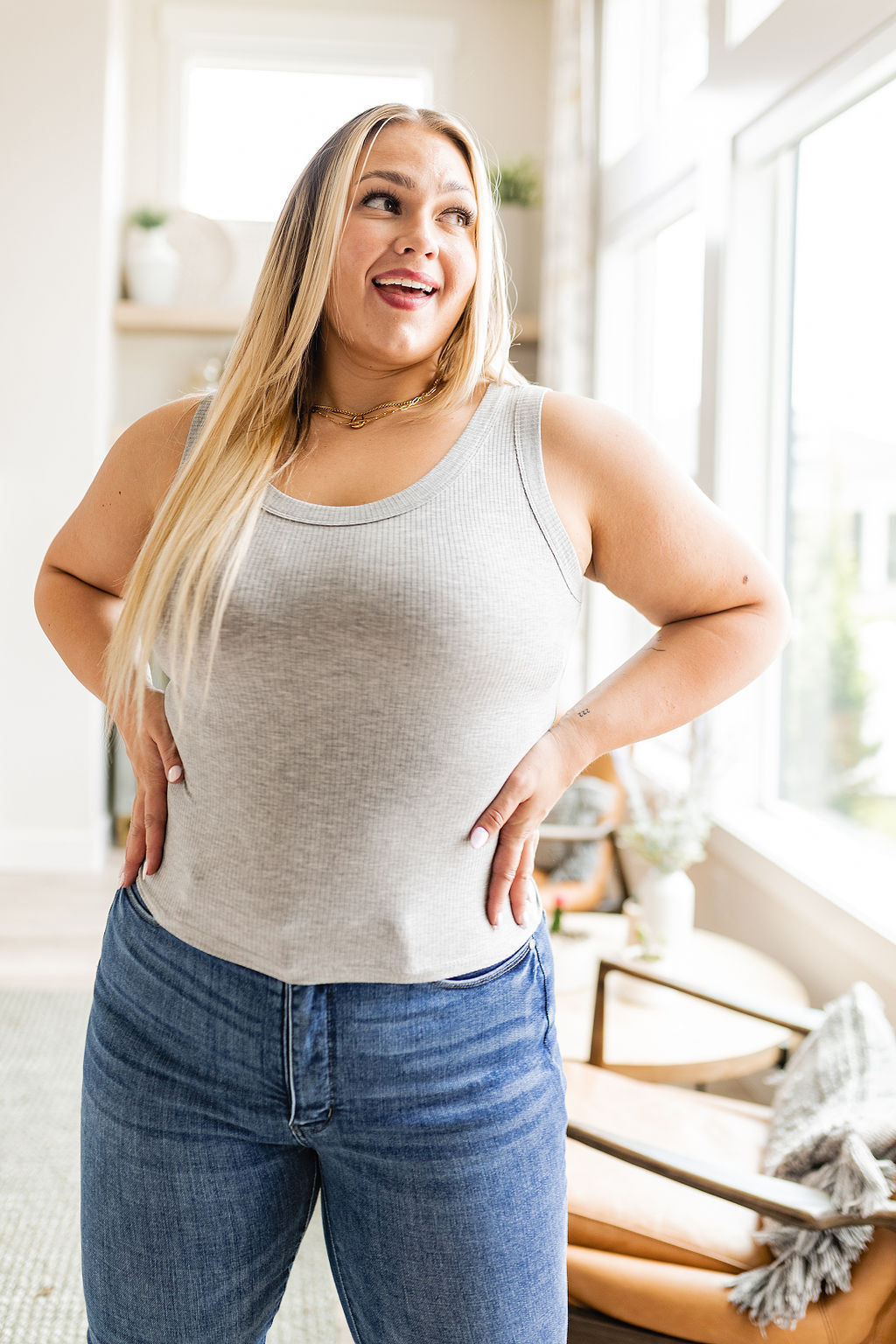 Just One More Ribbed Tank in Heather Grey - Southern Divas Boutique