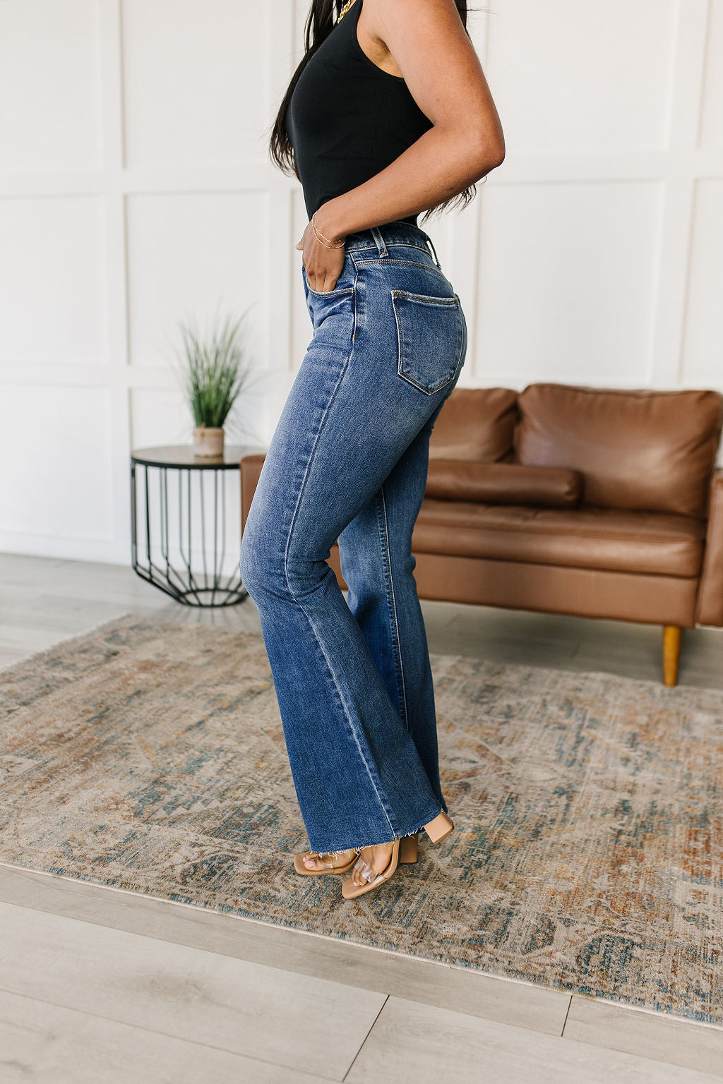 Layla High Rise Raw Hem Flare Jeans - Southern Divas Boutique
