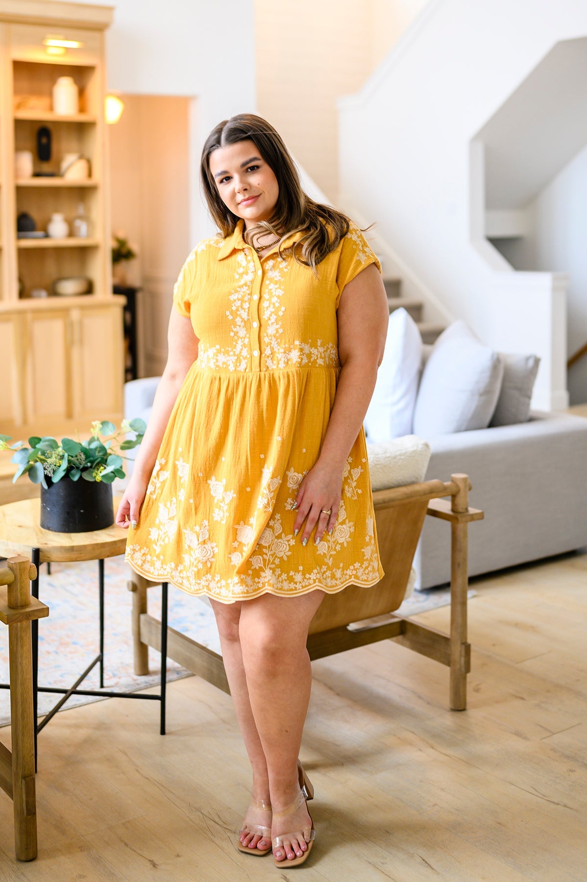 Marigold Embroidered Dress - Southern Divas Boutique