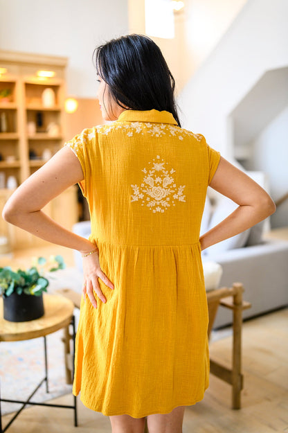 Marigold Embroidered Dress - Southern Divas Boutique