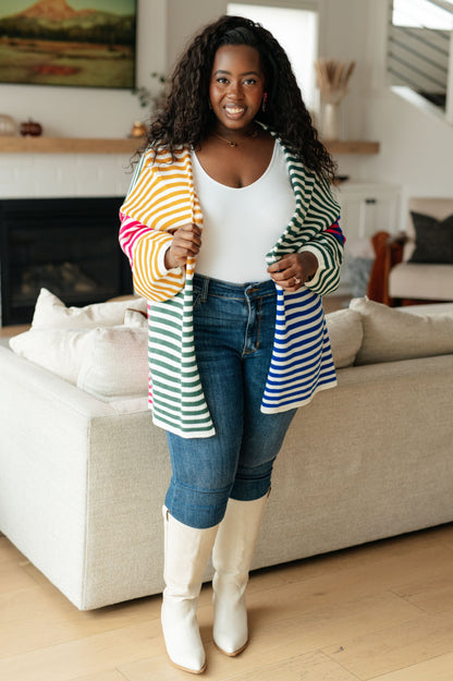 Marquee Lights Striped Cardigan - Southern Divas Boutique