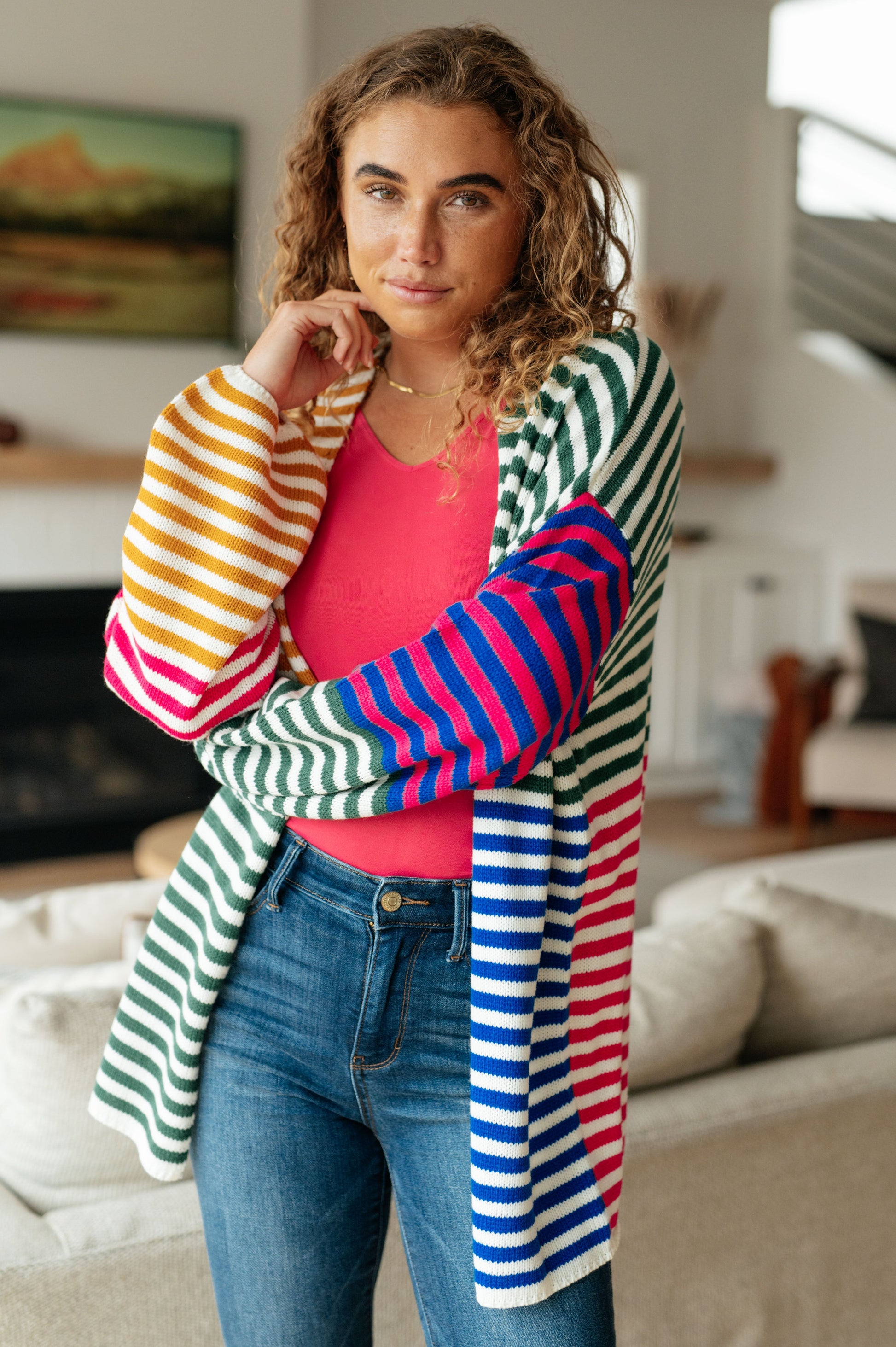Marquee Lights Striped Cardigan - Southern Divas Boutique
