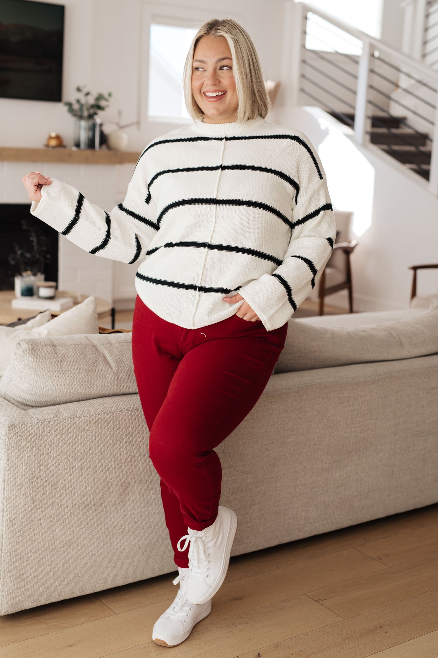 More or Less Striped Sweater - Southern Divas Boutique