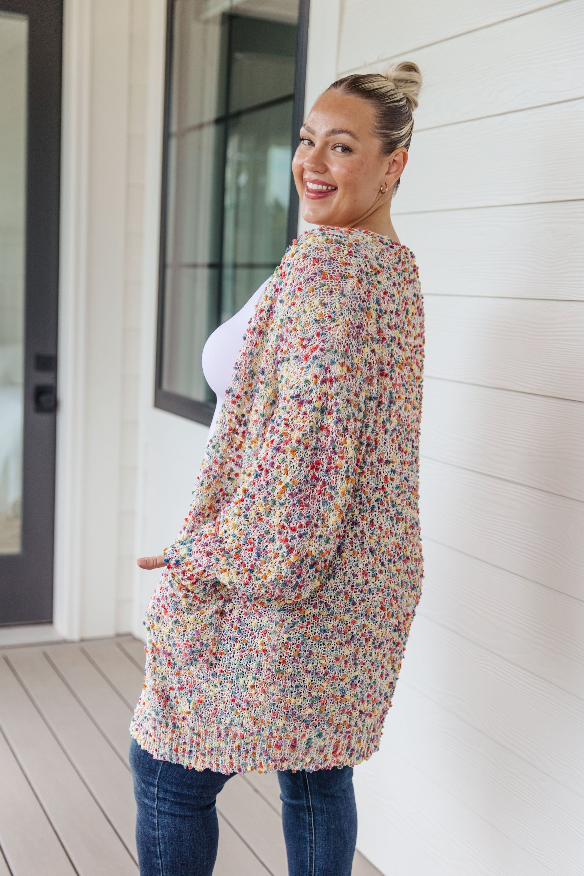No Time Like The Present Confetti Cardigan in Ivory - Southern Divas Boutique