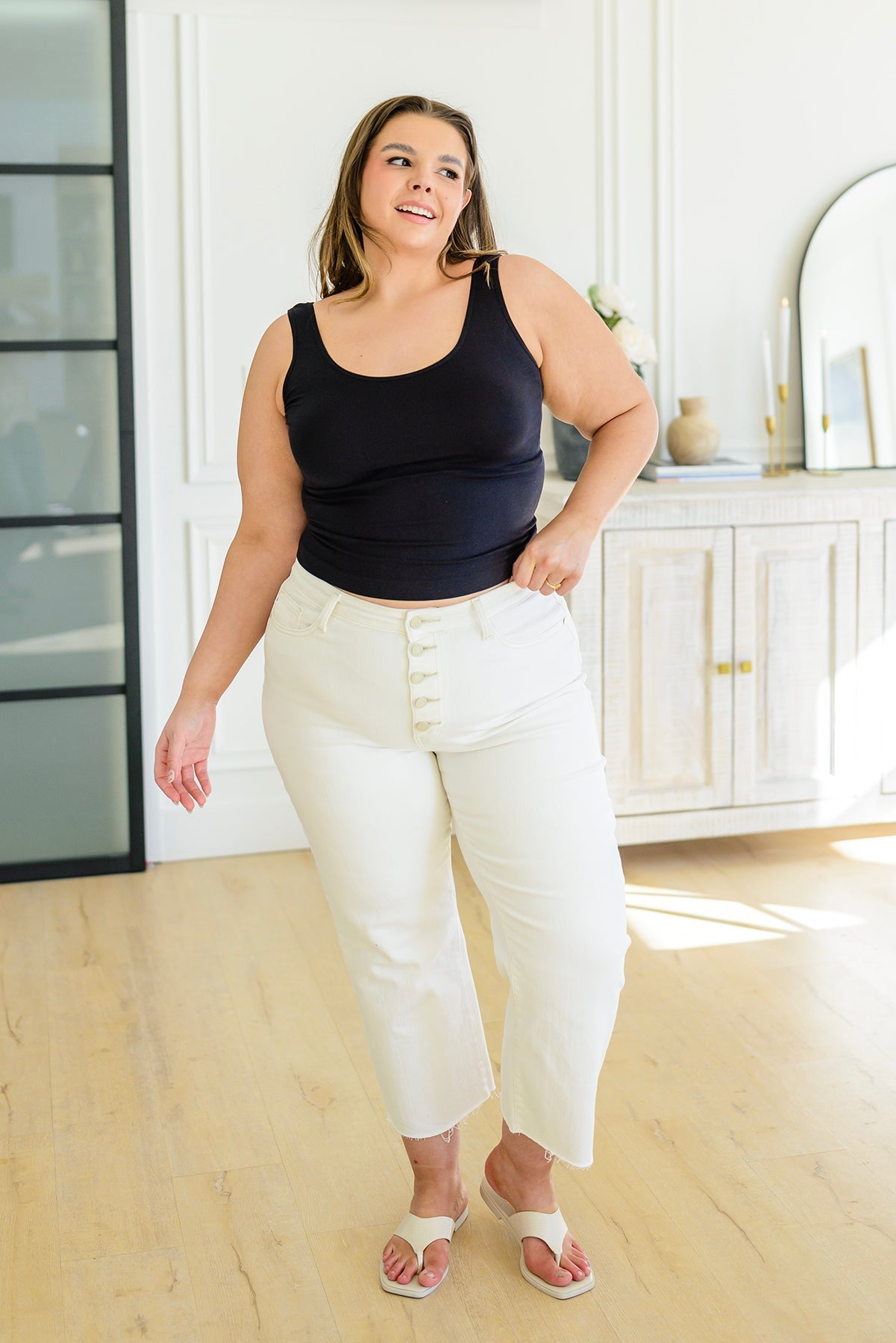 Not Too Salty High Rise Wide Leg Cropped Jeans - Southern Divas Boutique