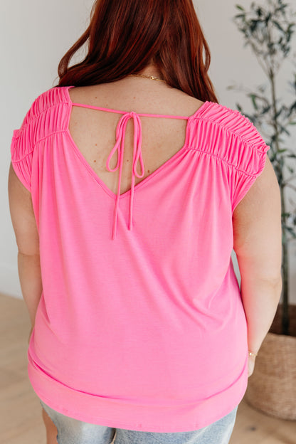 Ruched Cap Sleeve - Neon Pink - Southern Divas Boutique