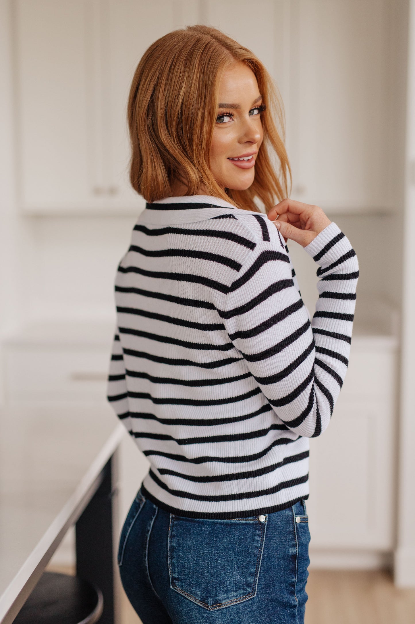 Self Improvement V-Neck Striped Sweater - Southern Divas Boutique