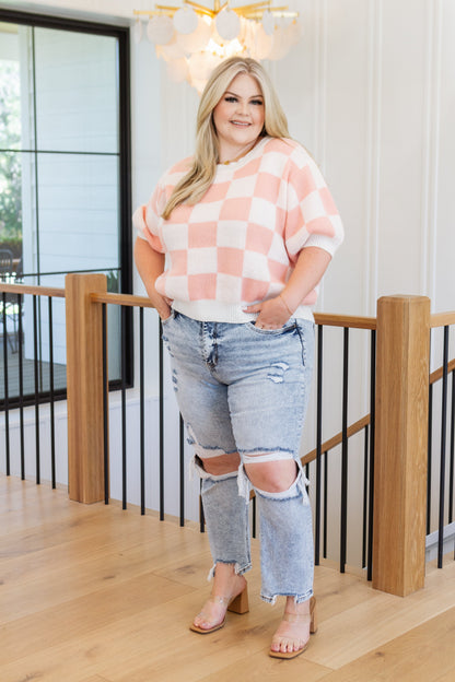 Start Me Up Checkered Sweater - Southern Divas Boutique