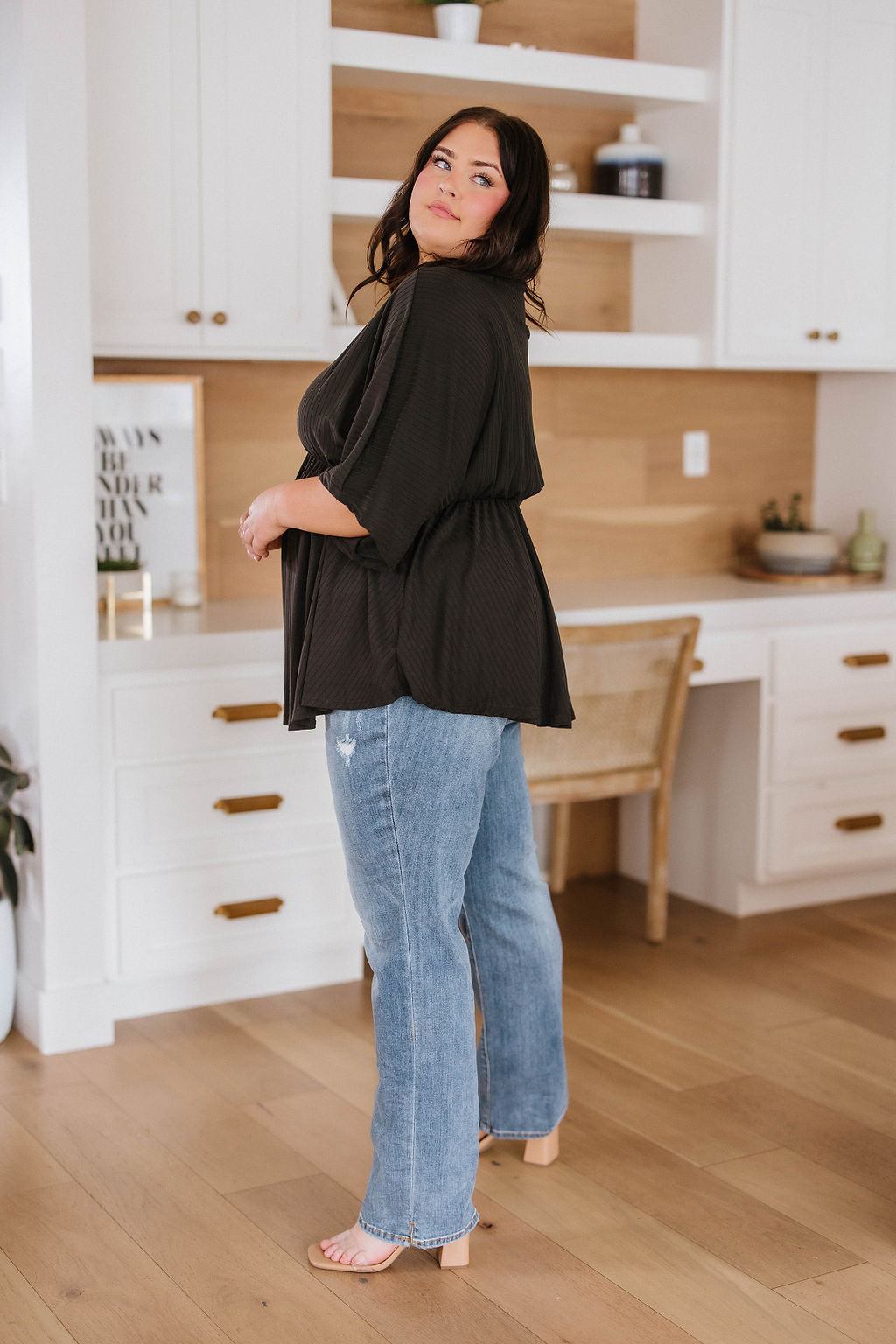 Storied Moments Draped Peplum Top in Black - Southern Divas Boutique