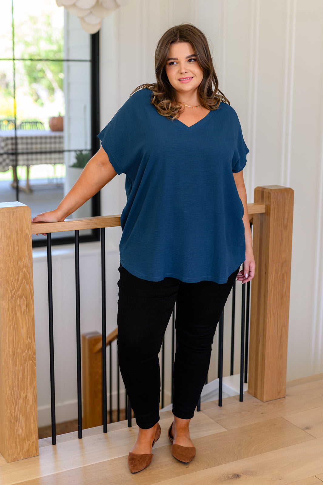 Very Much Needed V-Neck Top in Teal - Southern Divas Boutique