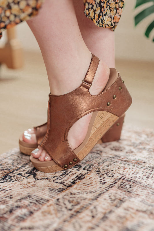 Walk This Way Wedge Sandals in Antique Bronze - Southern Divas Boutique