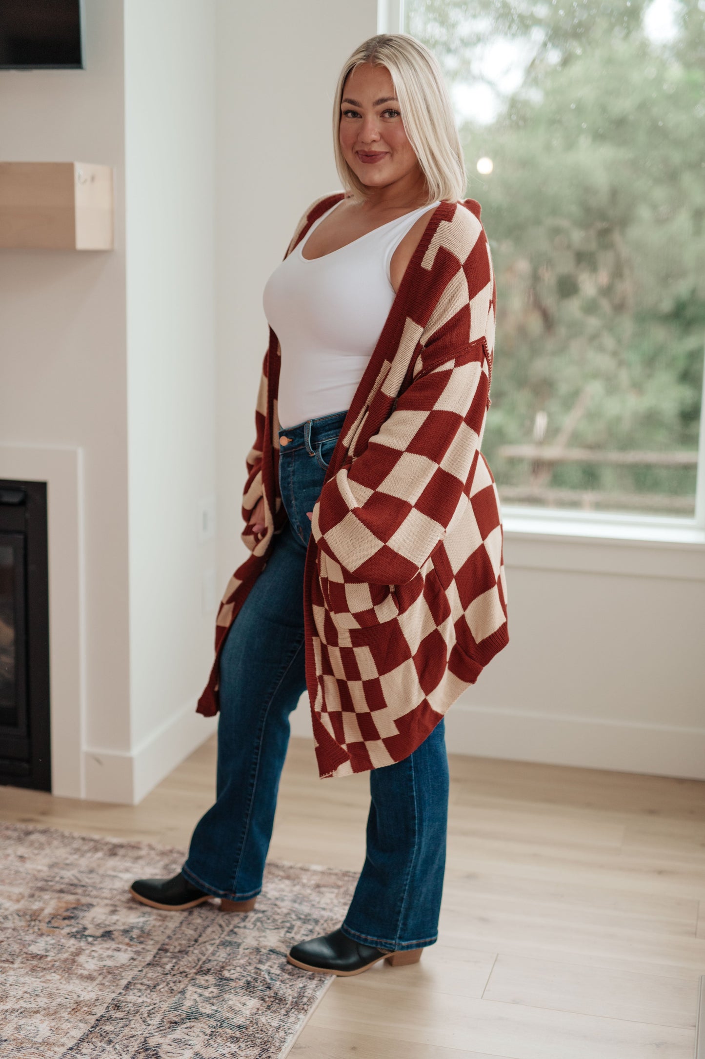 When I See You Again Checkered Cardigan - Southern Divas Boutique